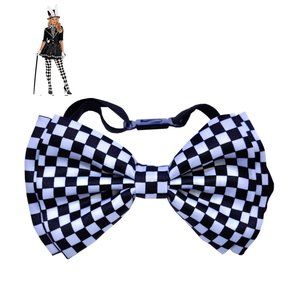 🎃 COOOL White And Black Checkered Bow Tie - Adjustable 2 1/4" x 4 1/4"